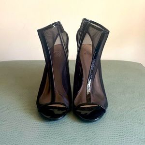 Womens black mesh heels. Very comfortable, about 4 inch heel.